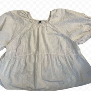 Old Navy Calla Lily Short Puff Sleeve White Women Textured Cotton/Poly Top Sz 3X